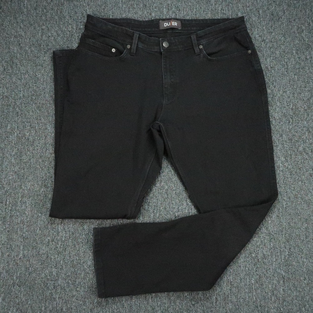 DUER Jeans Mens 38x32 Black L2X Relaxed Fit 5 Pocket Stretch Performance Denim